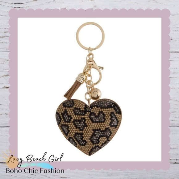 Accessories - Rhinestone Plush Heart Keychain